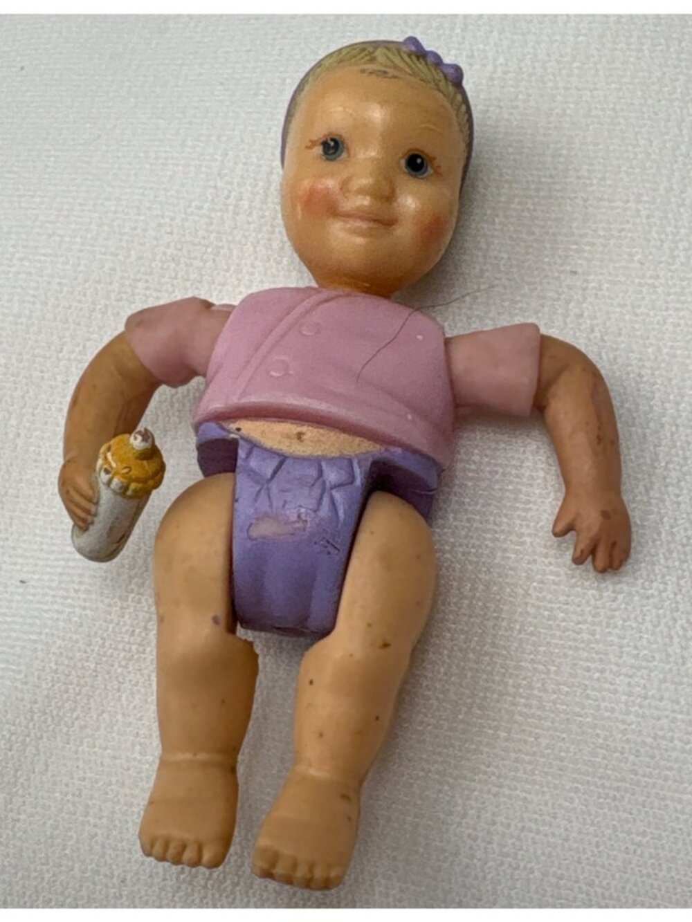 1998 Fisher Price Loving Family Baby Doll Pink & Purple Outfit Bottle